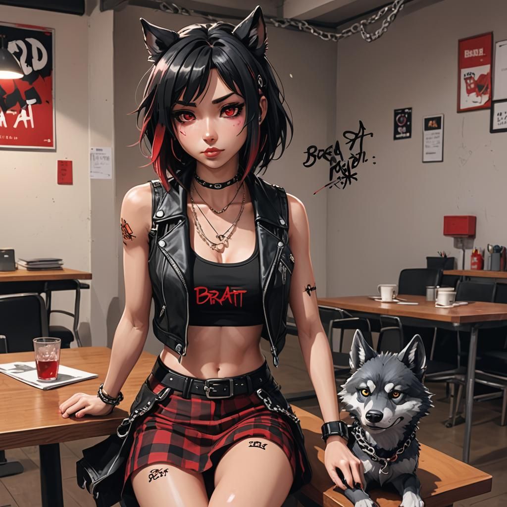 Athletic Wolf-Girl in Anime Style 3D Art