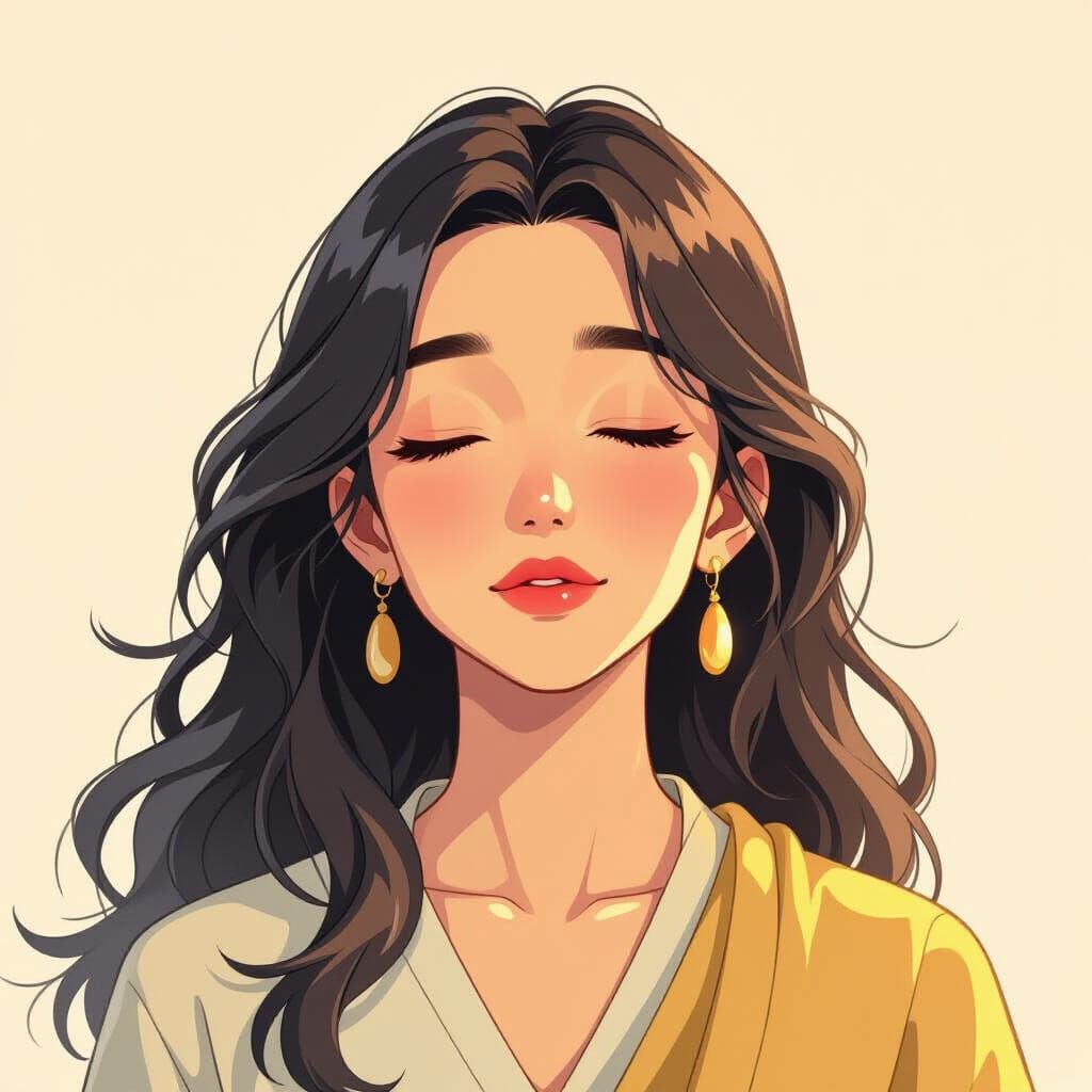 Shiva's Serene Face in Watercolor Anime Style