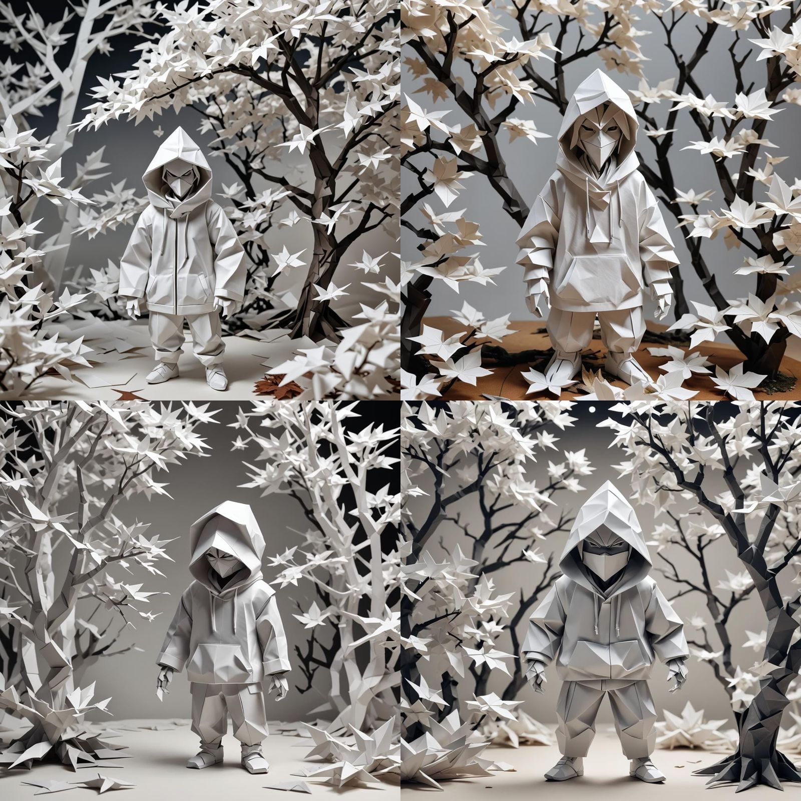 Origami Dai-Tengu in White Hoodie at Night