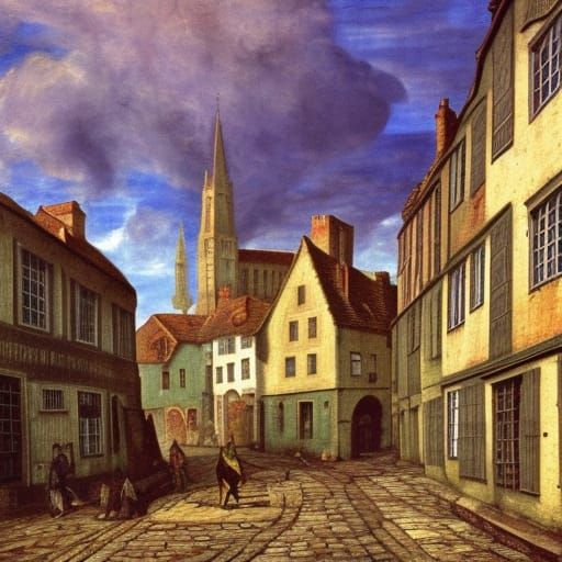 Detailed Medieval City in Branchpunk Style