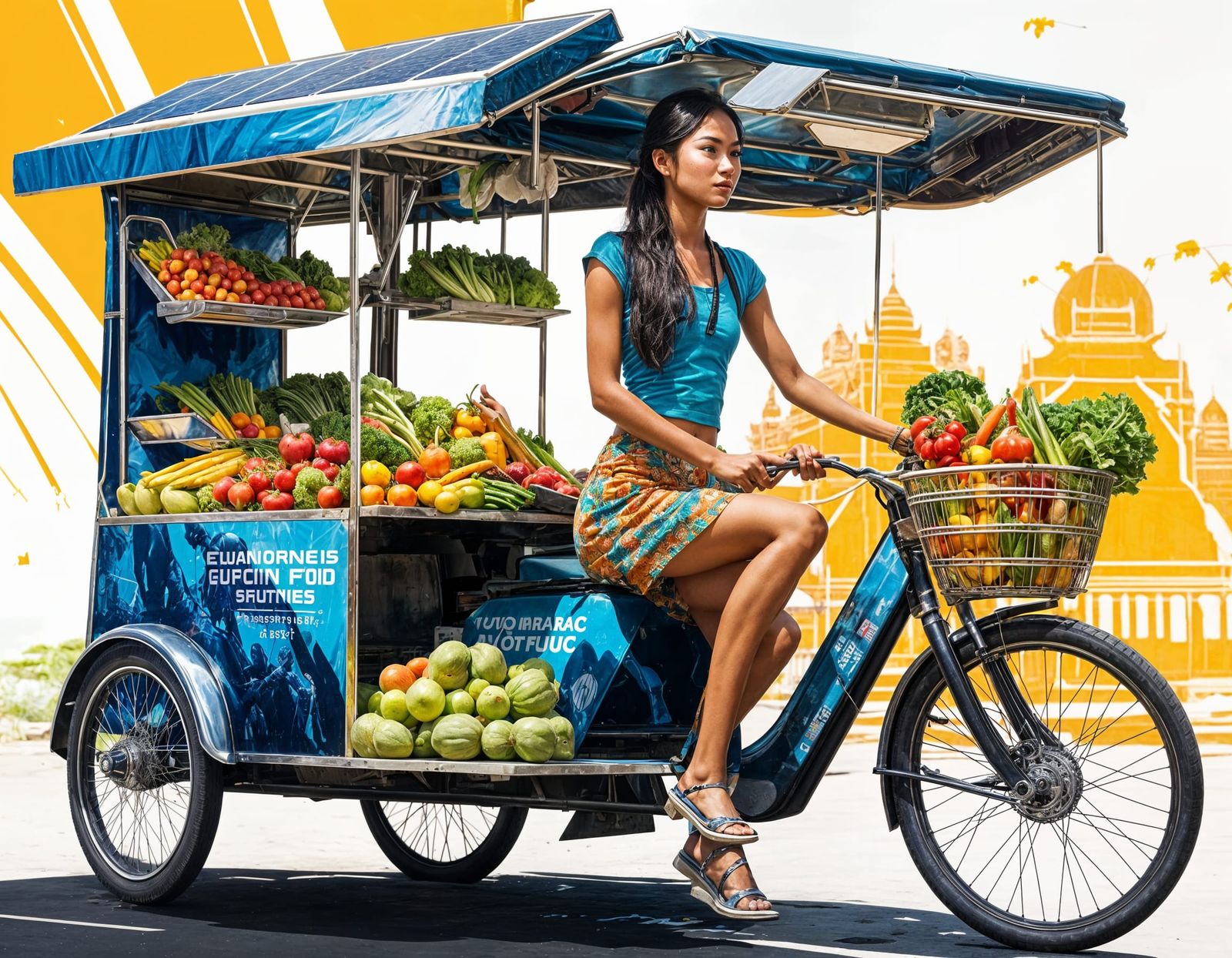 Futuristic Cambodian Girl at Solar Food Truck