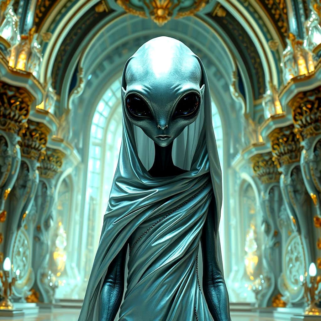 Tall Mercury Alien Guardian of Galactic Palace