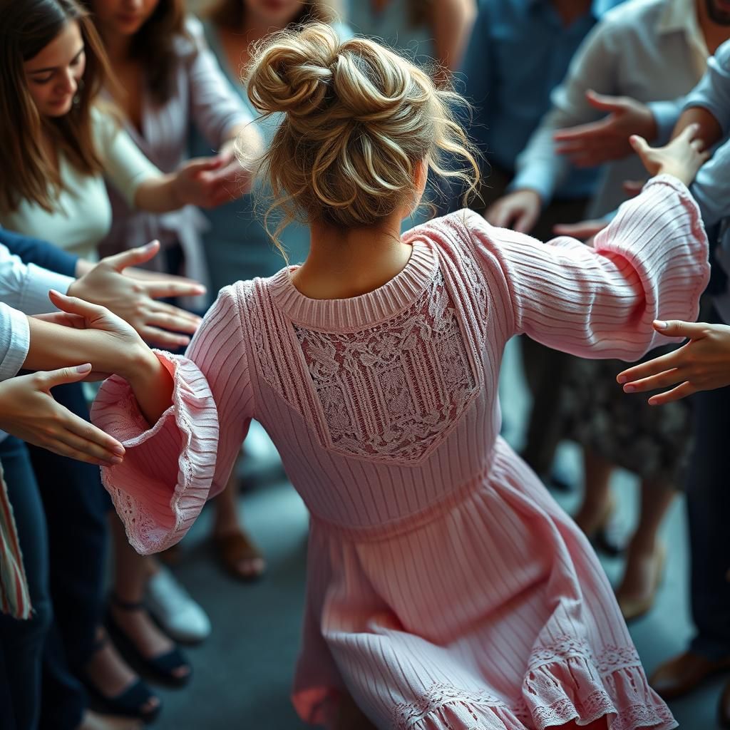 Hyperrealistic Trust Fall in Pastel Colors