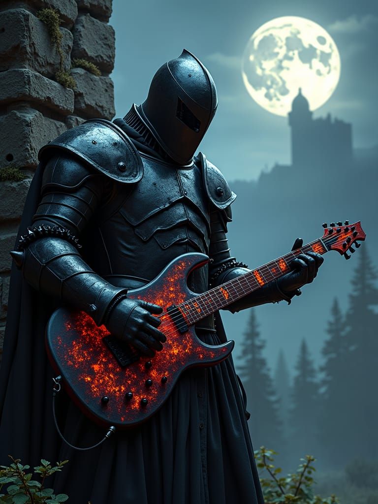 Black Knight of Rock's Dark Symphony Under Stormy Skies