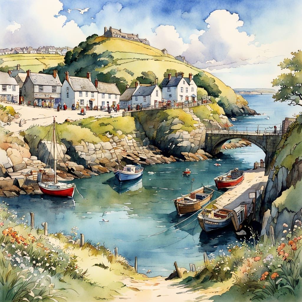 Quaint Cornwall Harbour in Brambley Hedge Style