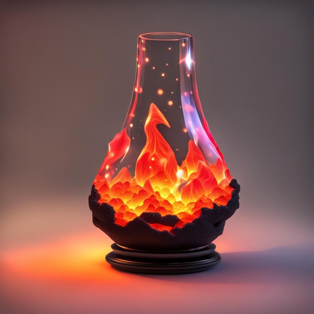 Chibi Crystal Lava Lamp with Flowing Lava