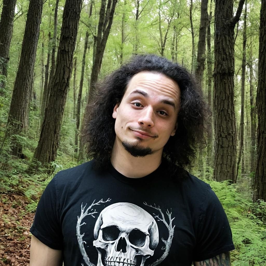 Gothic Young Man in Dark Comics Style Forest