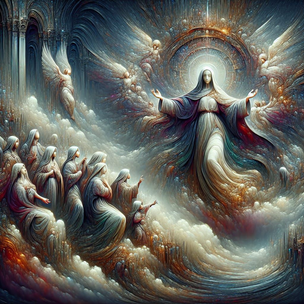 Detailed Matte Painting of Holy Mary Character