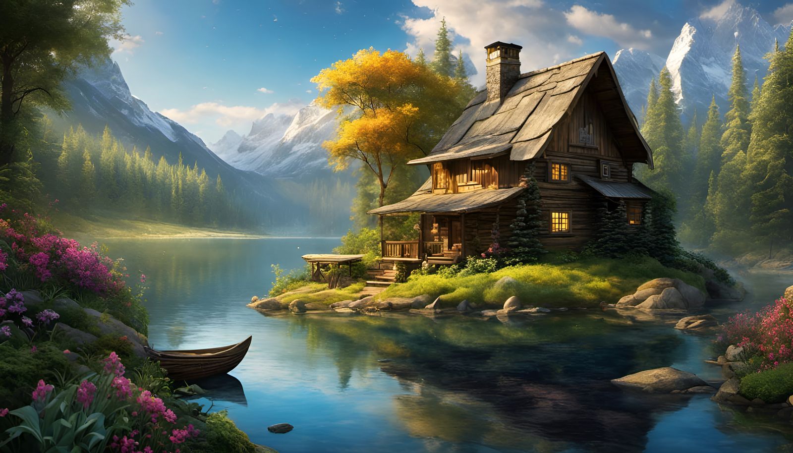 Enchanted tiny cabin and lake and waterfalls-2543........ God Is Available. He Loves You...Do You Want Help?...see http:...