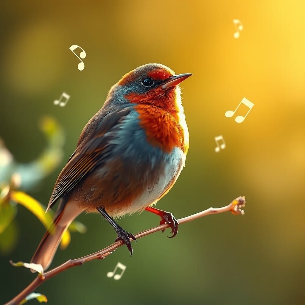 Singing Robin in Natural Light, Wildlife Photography