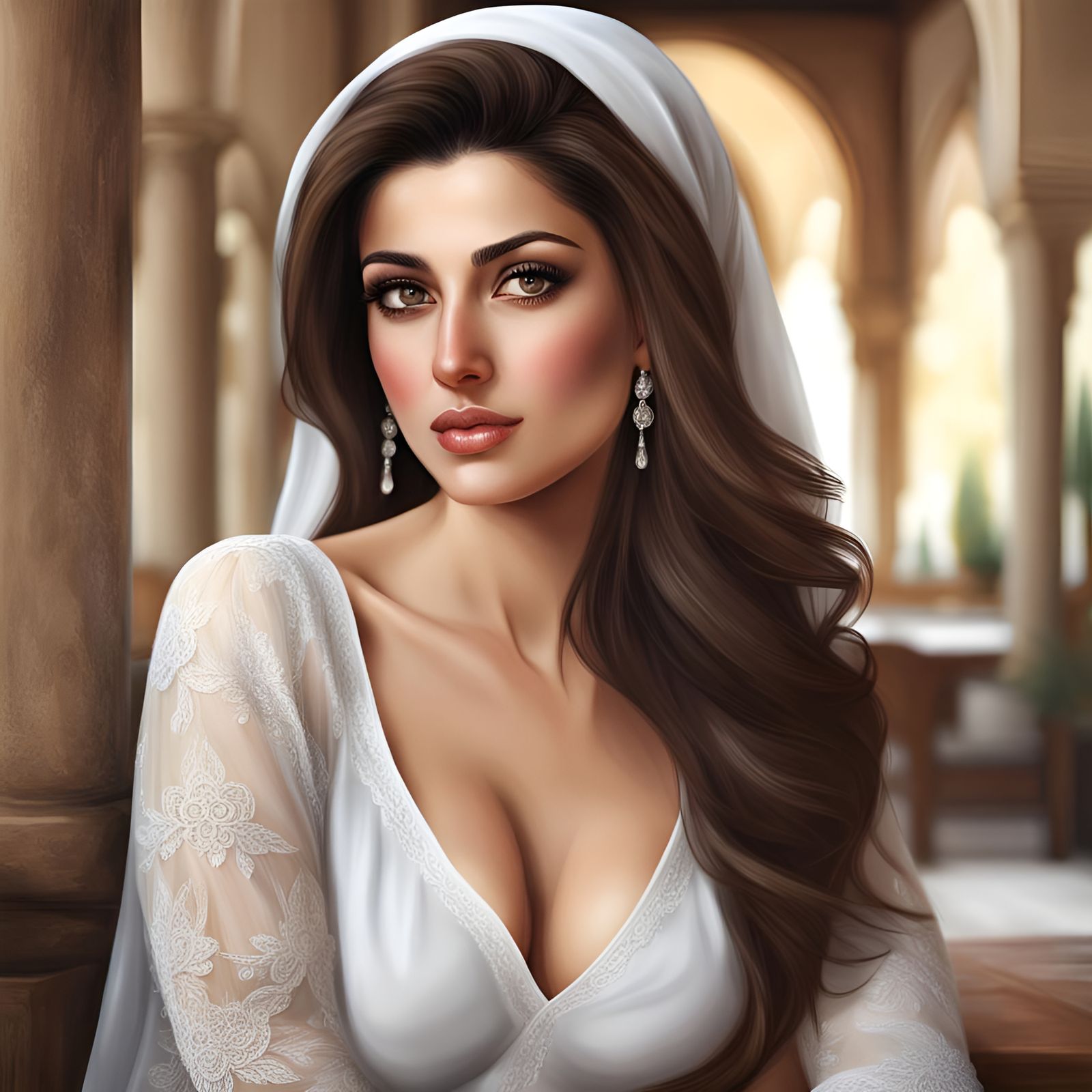 Realistic Portrait of a Beautiful Lebanese Woman