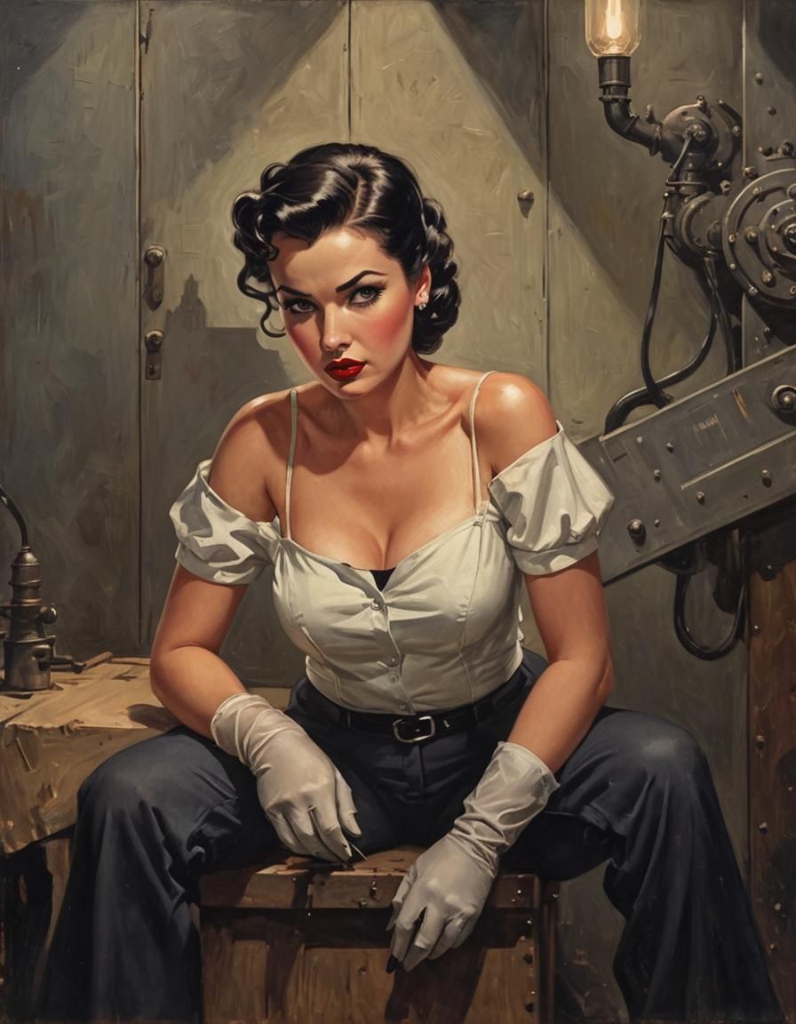 Noir Pinup: 1950s Female Factory Worker