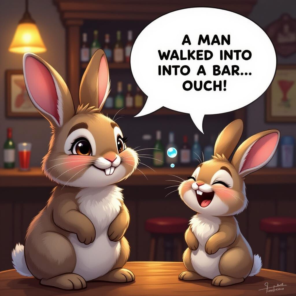 Humorous Bunny Joke in Fantasy Comic Style