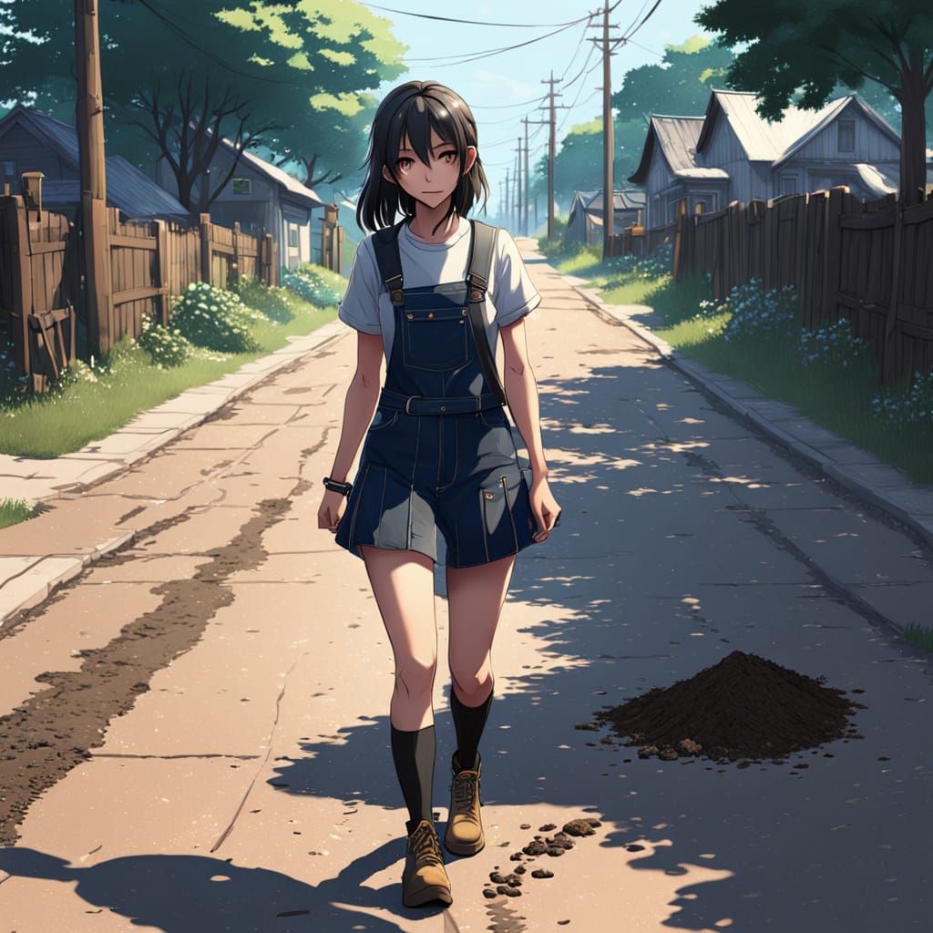 Adventurous Young Woman Embarks on a Journey Down a Winding ...