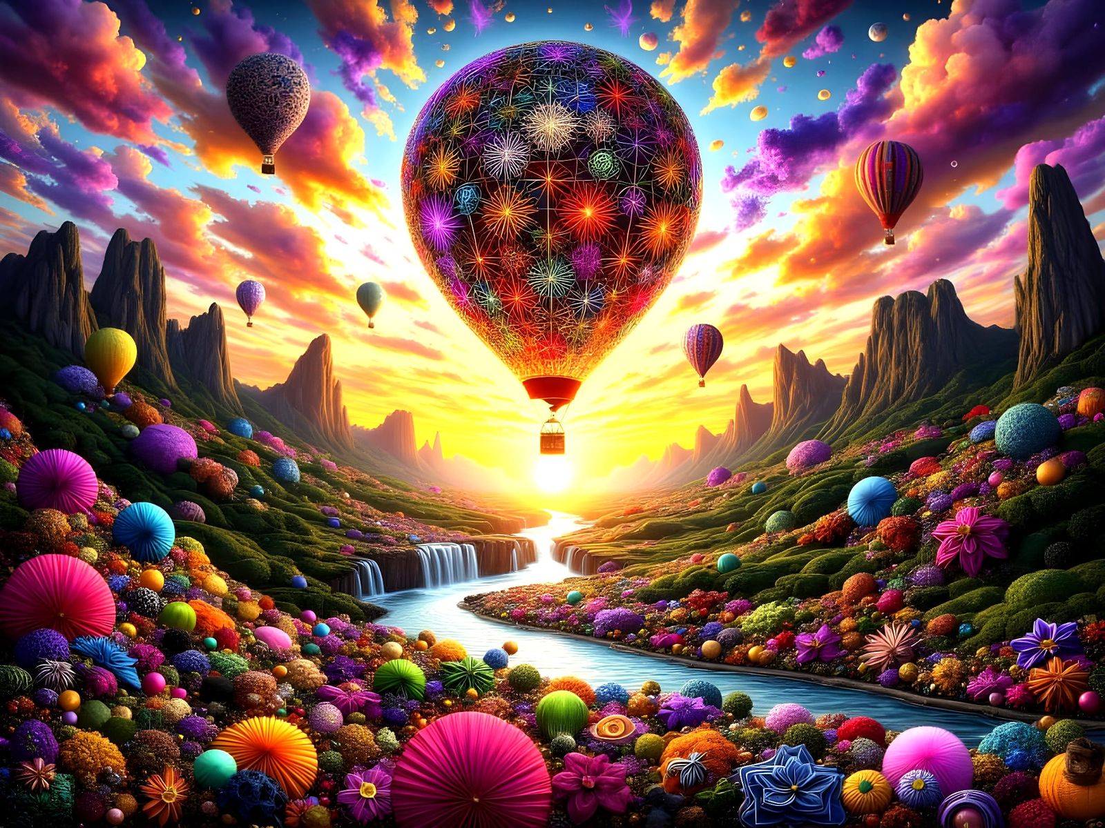 Hot Air Balloons at Sunset