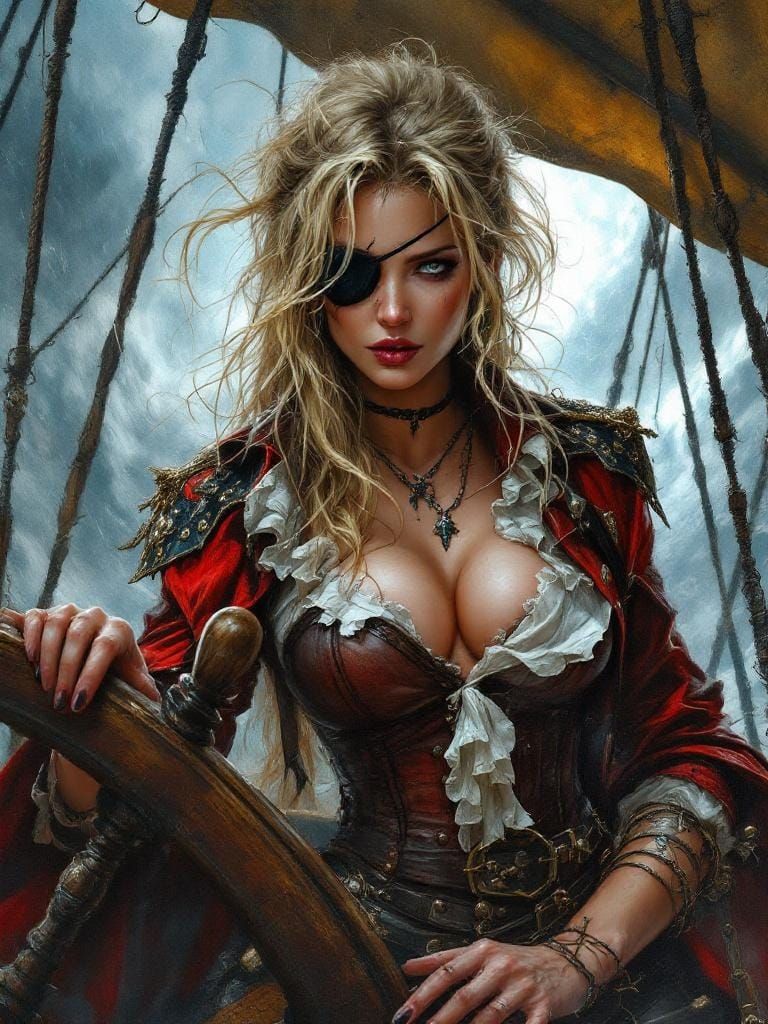 Pirate Captain in Epic Storm, Sensual Art