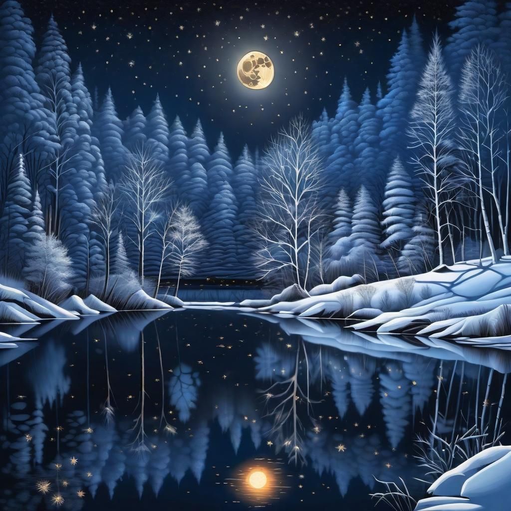 Bonfire Under the Stars on a Winter Night