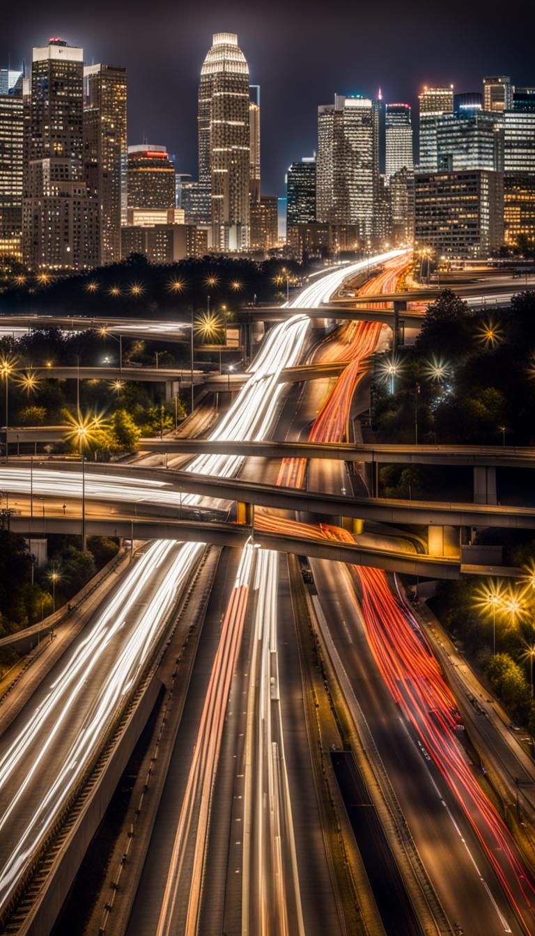 Long Exposure Night Freeway with Bokeh