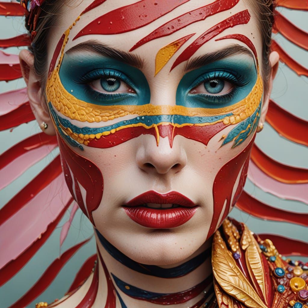 Stunning Photorealistic Portrait with Vibrant Triadic Colors