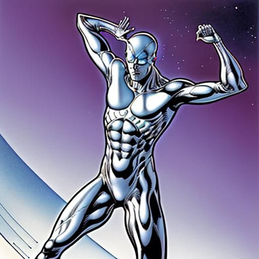 Moebius's lines, a future untold,
Silver Surfer soars, a sto...