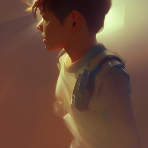 Boy Concept Art in Orange and Teal