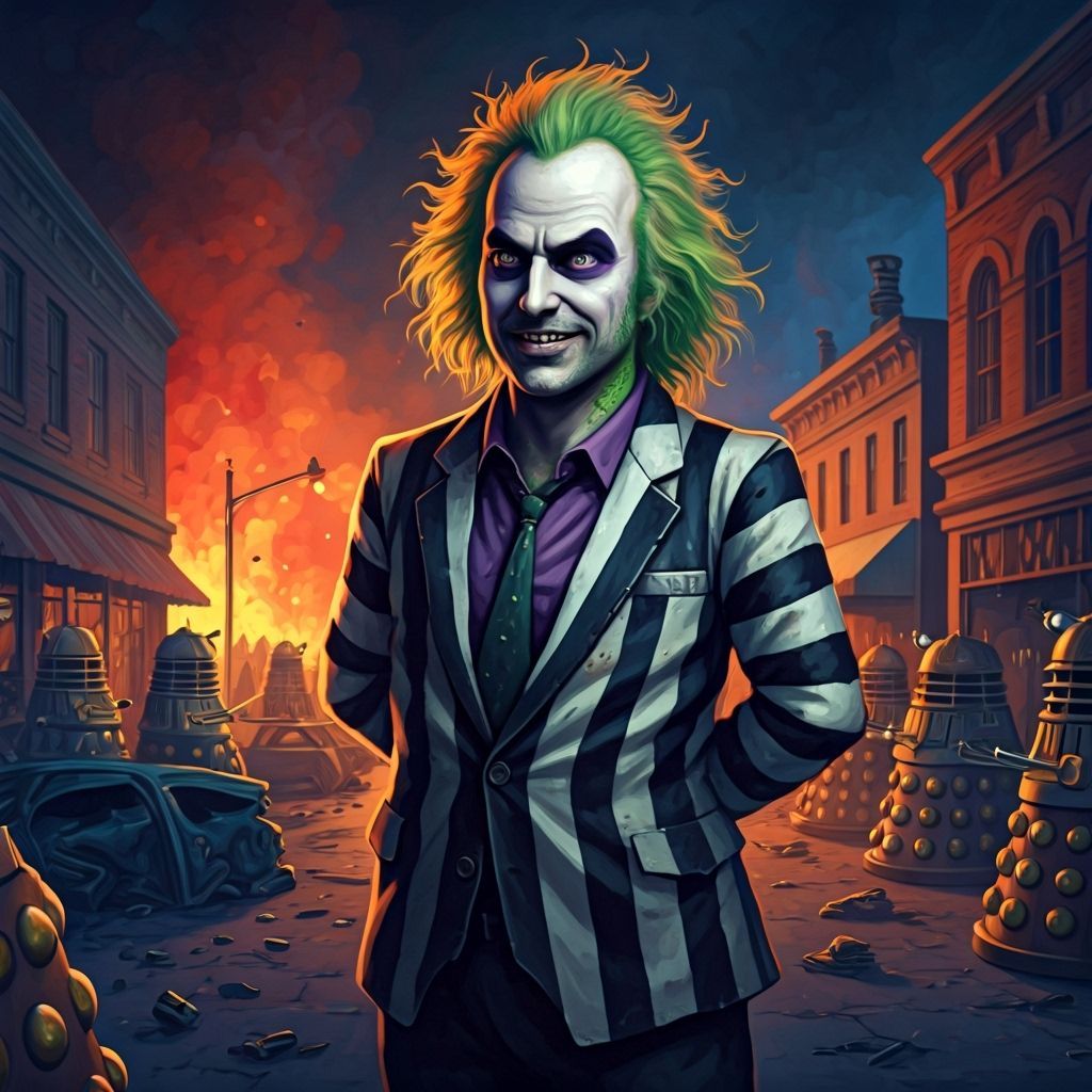 Beetlejuice Leads Dalek Army Causing Town Chaos