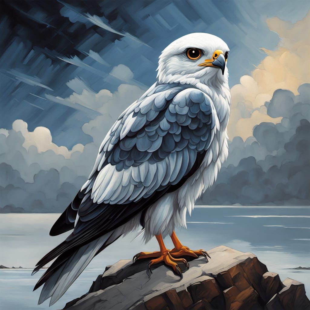 Majestic Black Winged Kite in Neo-Expressionist Style