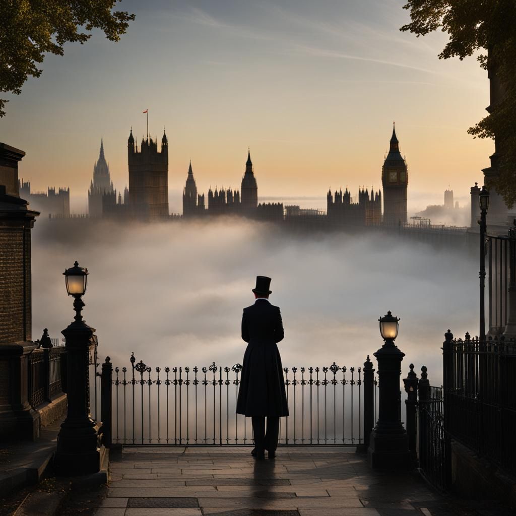 Figure in Mist: London Landscape Masterpiece