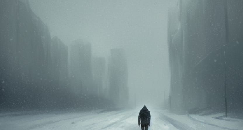 Man in Blizzard: Hyperdetailed Digital Portrait