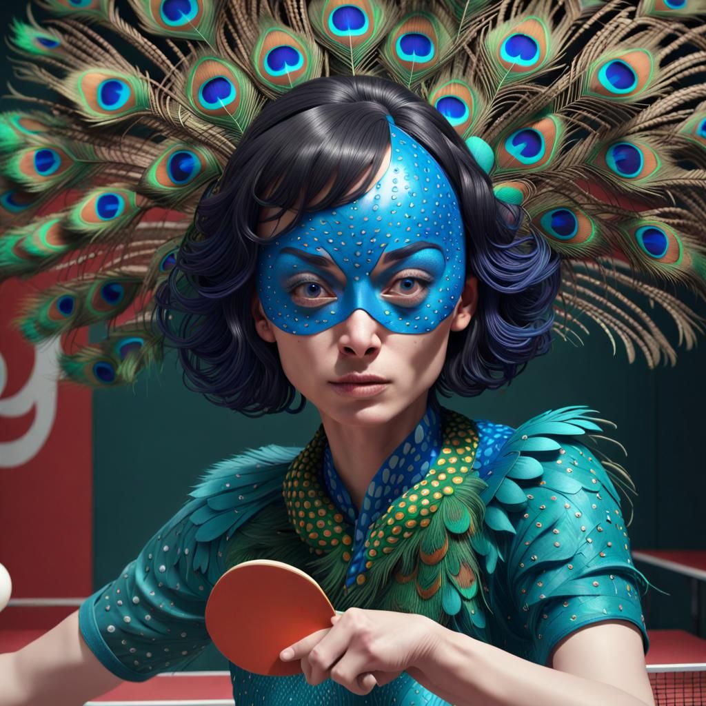 Peacock Ping Pong in Polka Dot Style