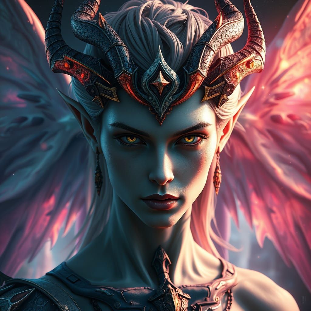 Celestial Angel Tiefling Nephilim Crossbreed Portrait