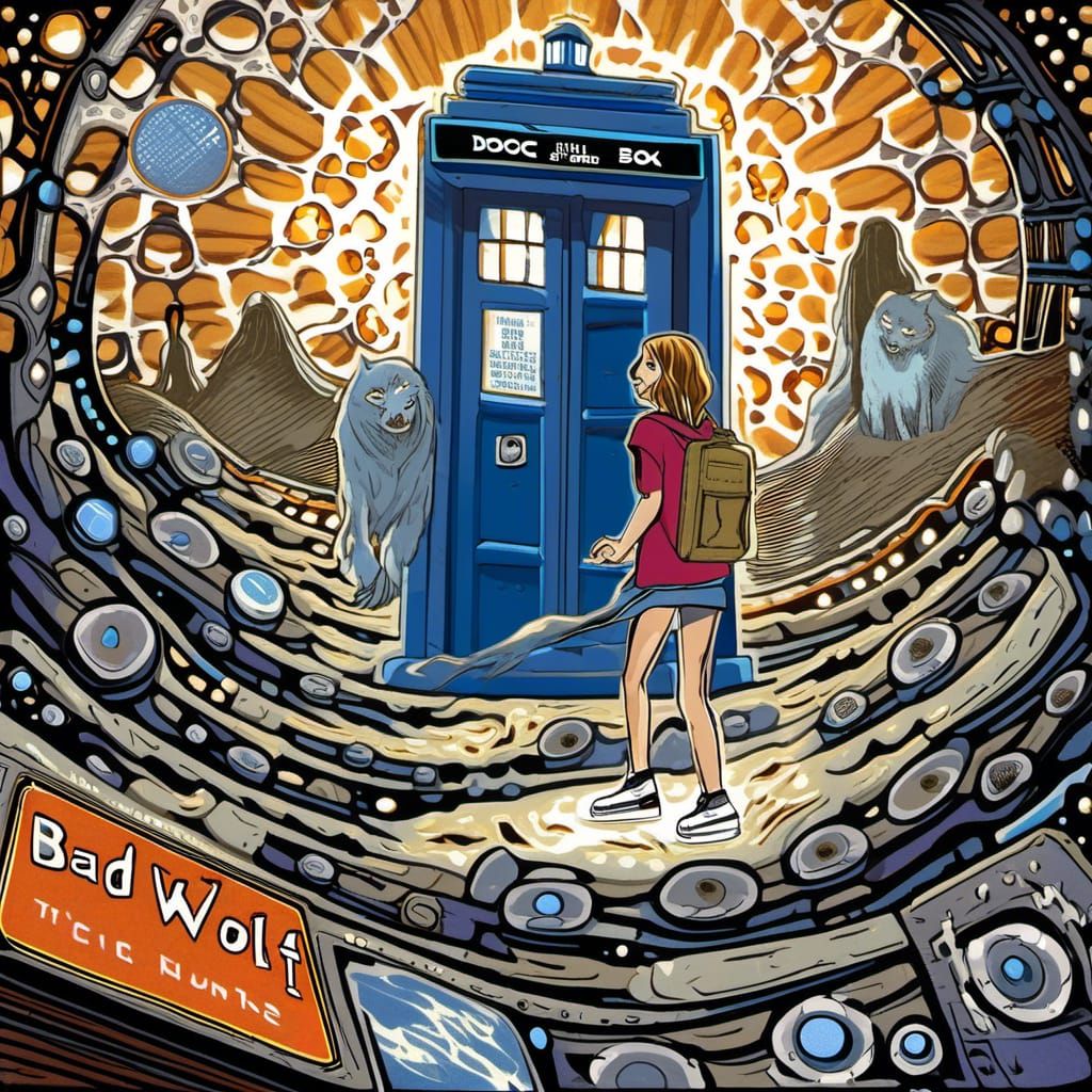 Ghost Hunter and TARDIS in Comic Book Art