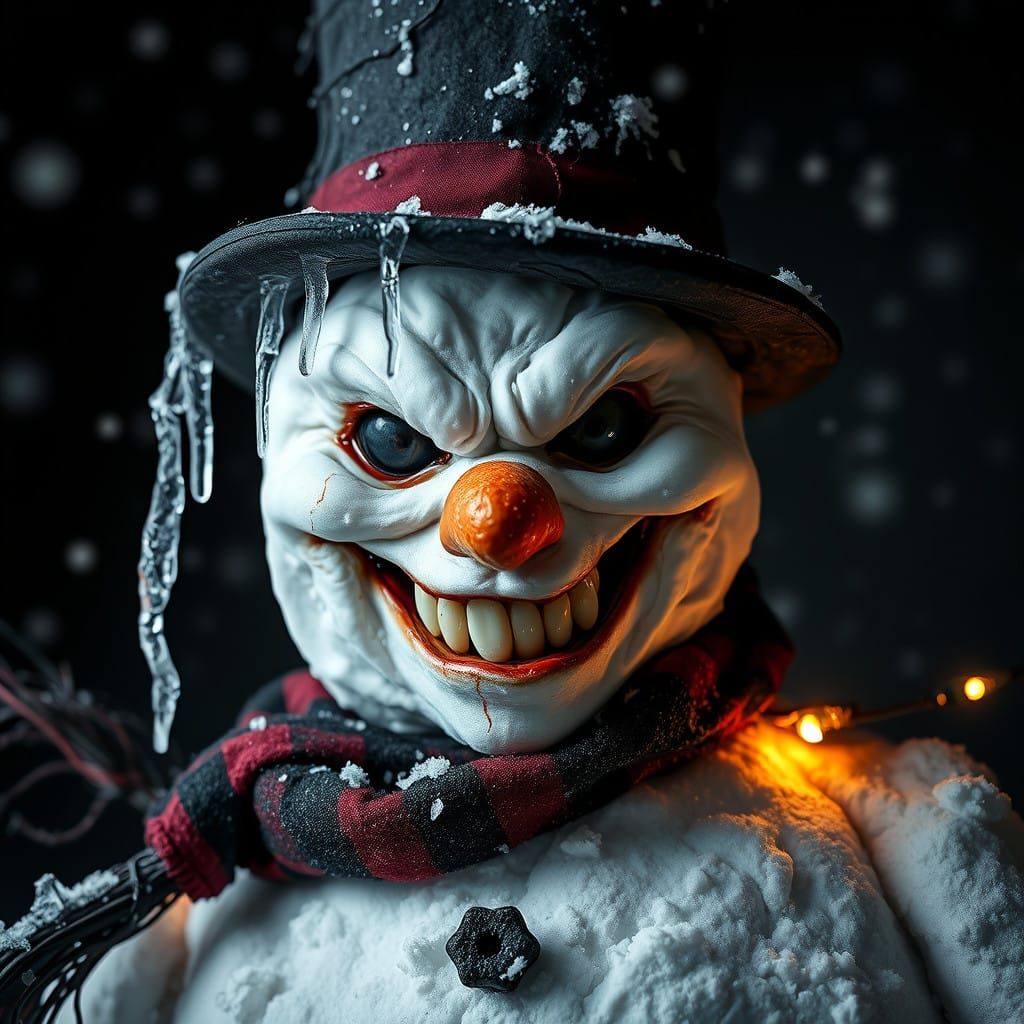 Twisted Frosty Snowman Portraits in Dark, Moody Style