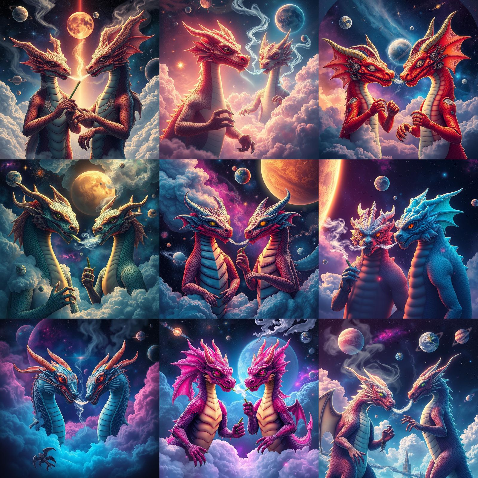 Dragon-Humanoids' Cosmic Joint: Holographic Astral Illustrat...