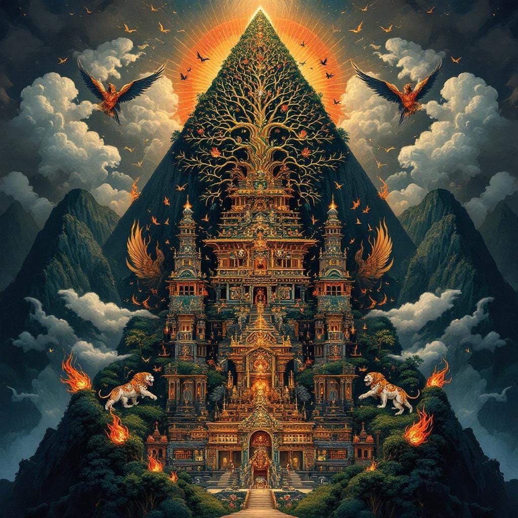 Wayang Mountain with Kalpataru Tree, Javanese Style