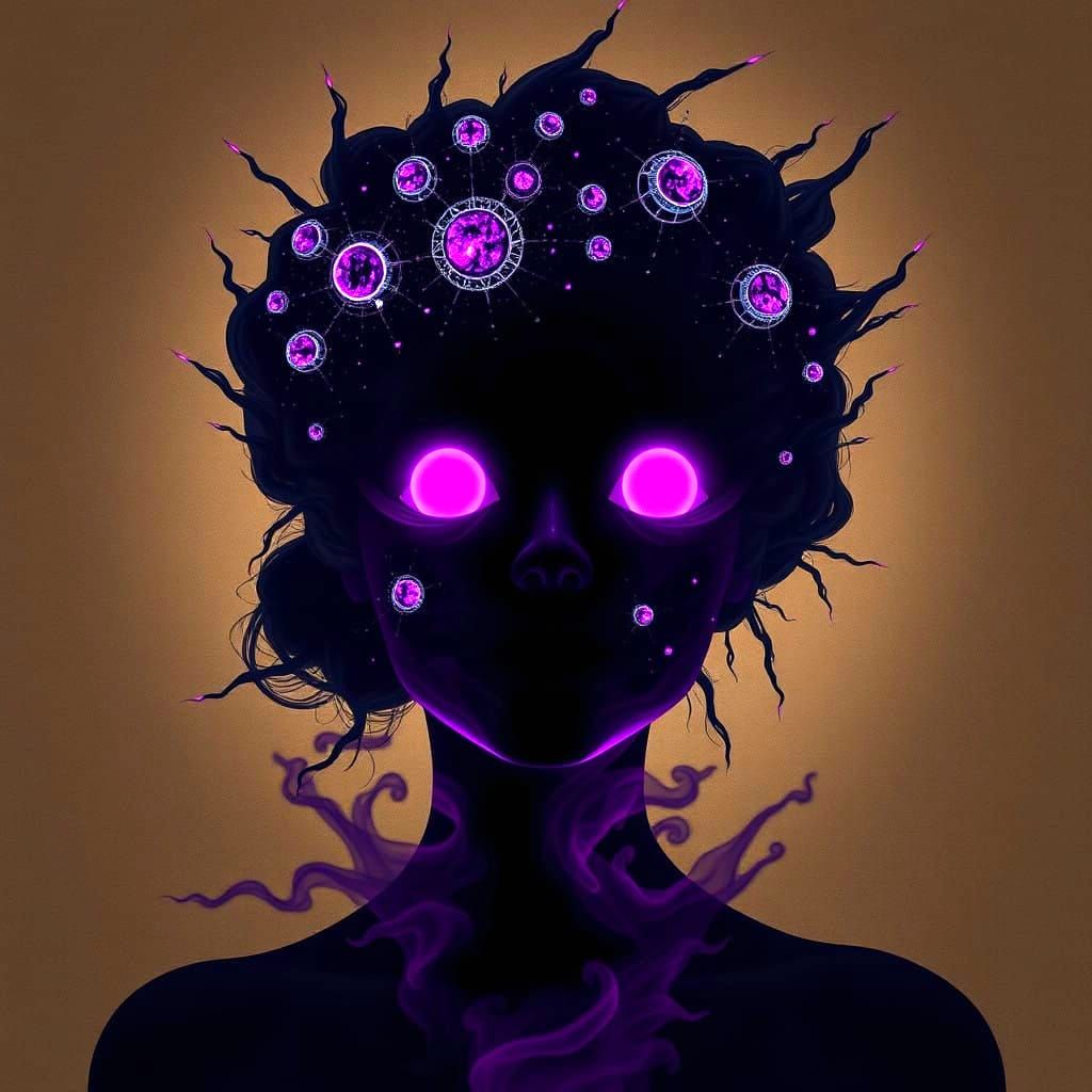 Ethereal Woman Consumed by Cosmic Voids in Dreamcore