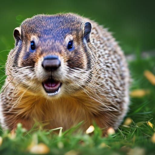 Groundhog Portrait in Natural Light, Professional Photograph...