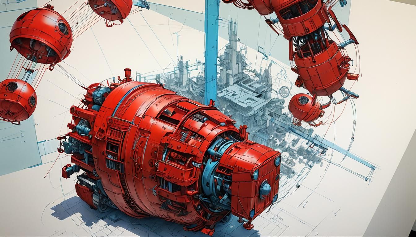 Technical Drawing: Dancer's Inner Mechanics in Vintage Style