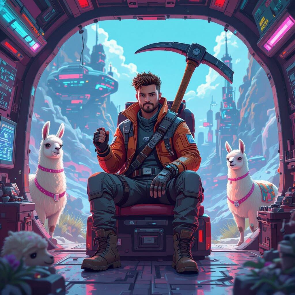 Jonsey in Battle Bus: Retro-Futuristic Fortnite Scene