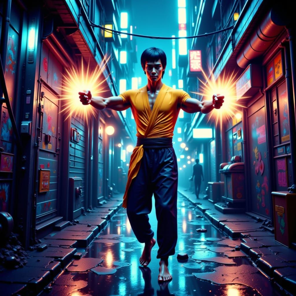 Bruce Lee's Cyberpunk Straight Blast in Hong Kong