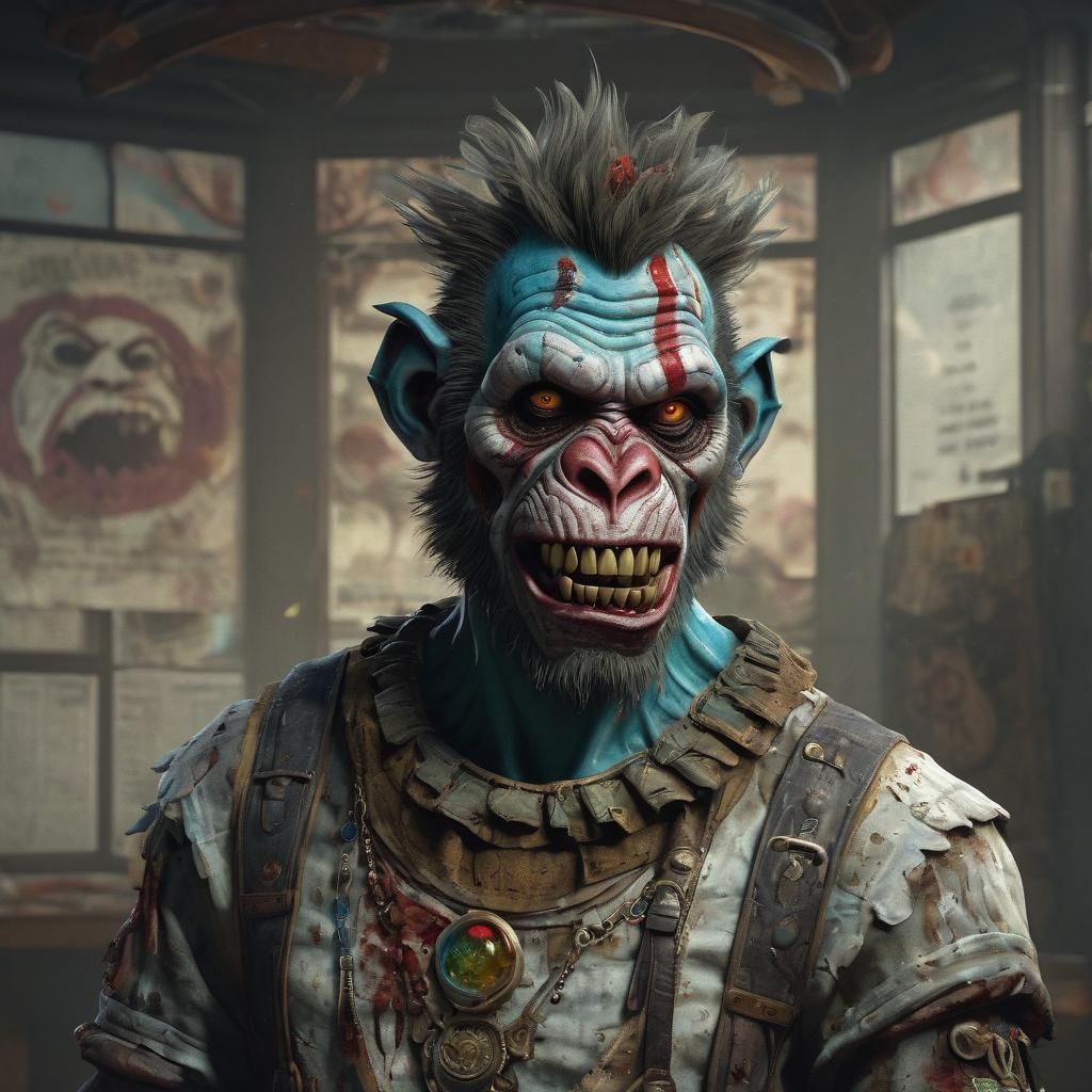 Wanted: Zombie Monkey Monster Clown Portrait