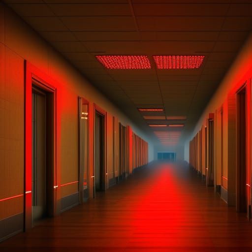 Eerie Hospital Hallway in Detailed Matte Painting