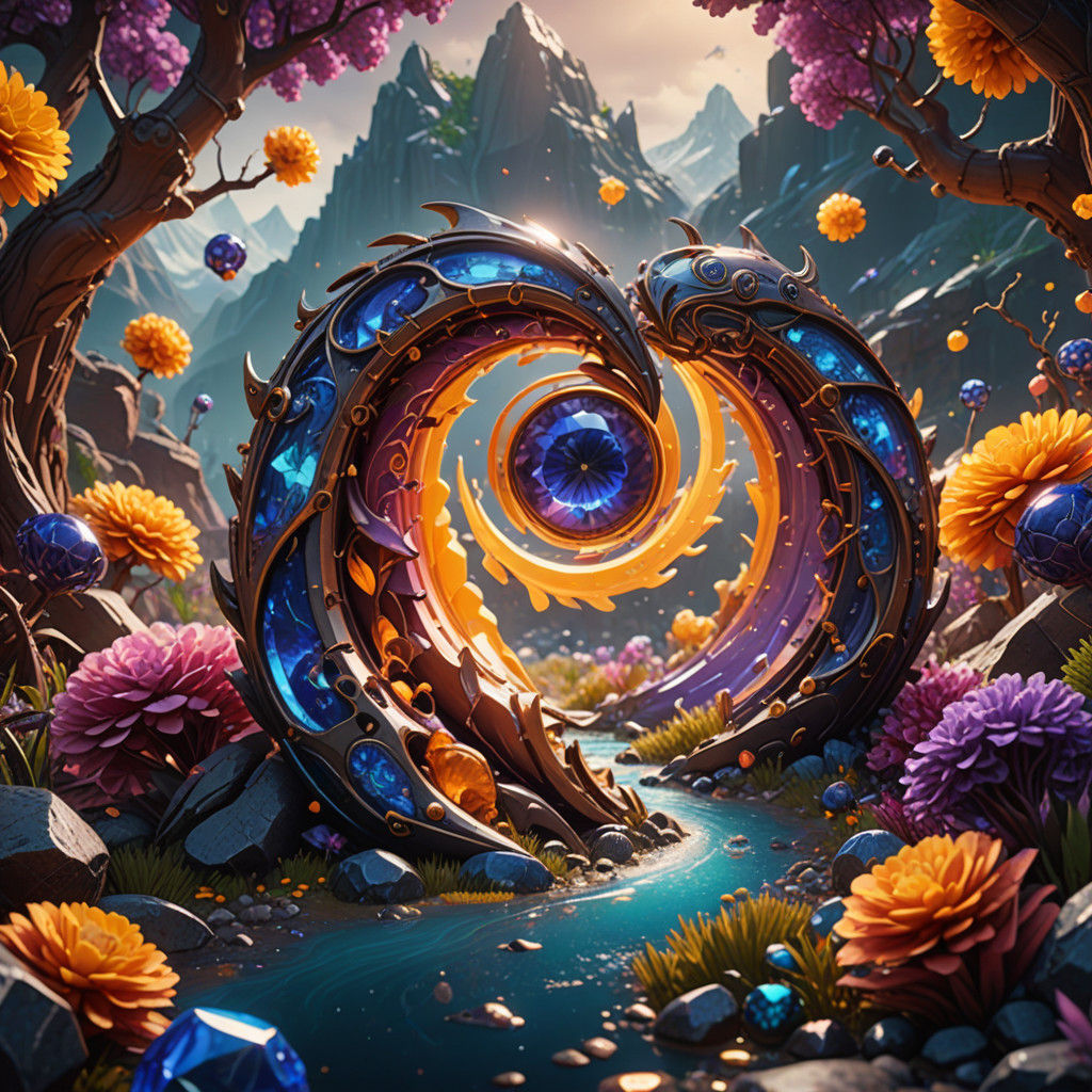 Surreal Creature Emerges from Cosmic Vortex in Vibrant, Hype...