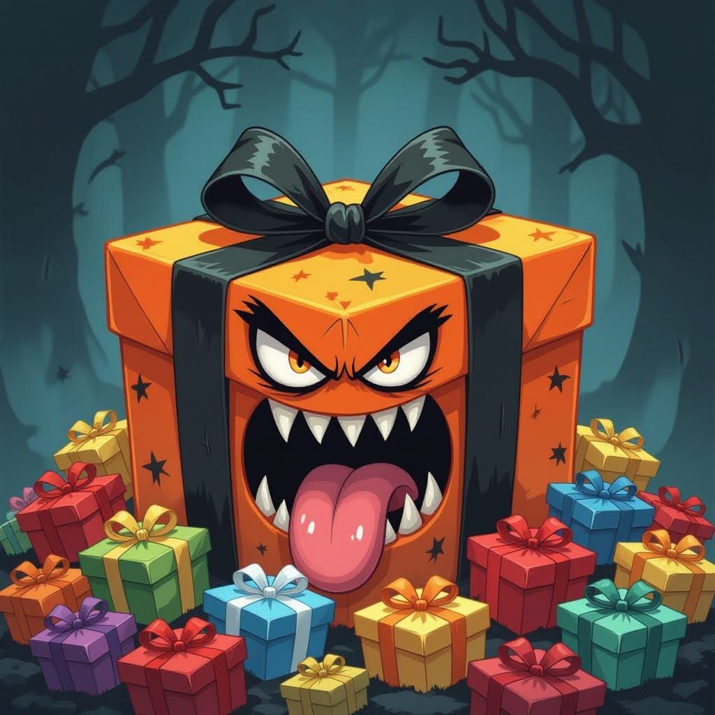 Eerie Watercolor Painting of a Monstrous Birthday Gift