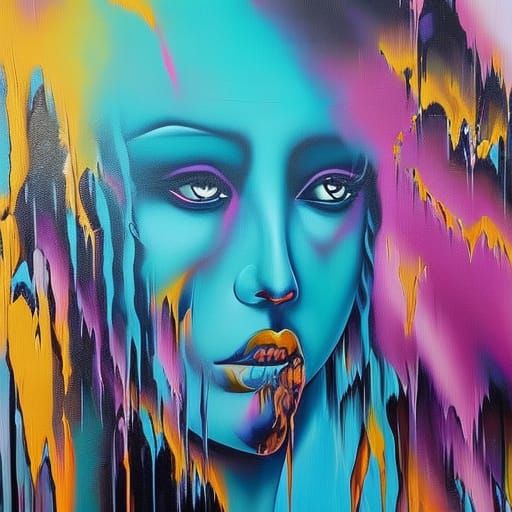 Colorful Wraith Graffiti Art in Spray Paint Style