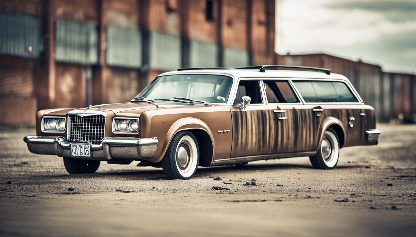 Apocalyptic Steampunk Harbor Scene with Chrysler Combi