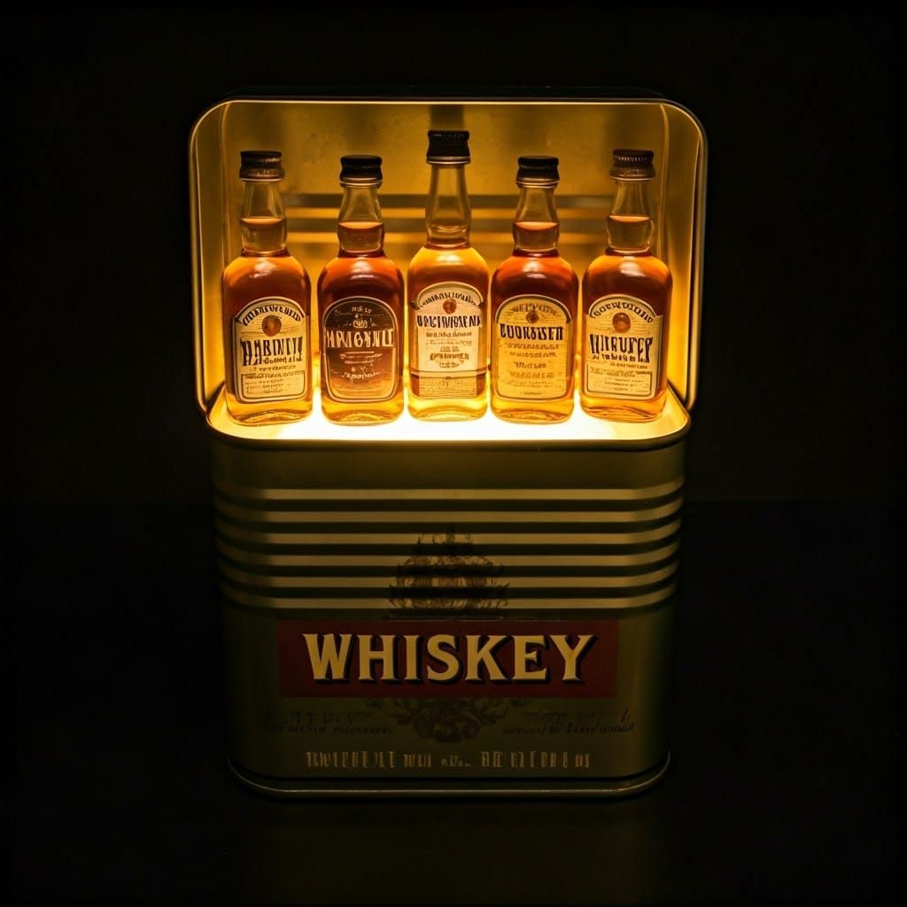 Miniature Whiskey World in Thermal Photogram Diorama
