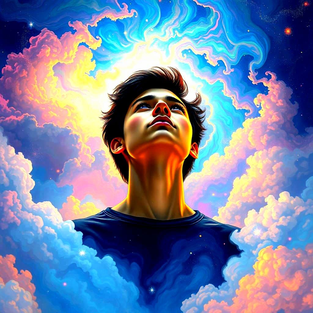 Cosmic Reality Shift in Vibrant Holographic Style