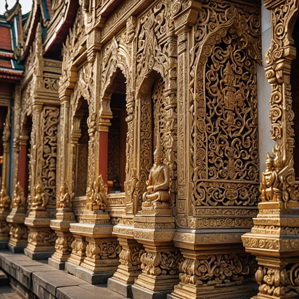 Grand Modern Thai Buddhist Temple Architecture