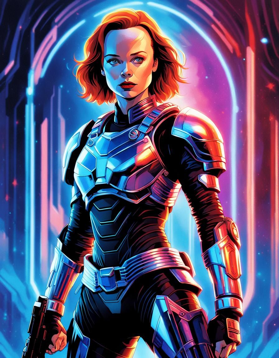 High-Tech Soldier Shanna Scarlet O'Hara in Sci-Fi Illustrati...